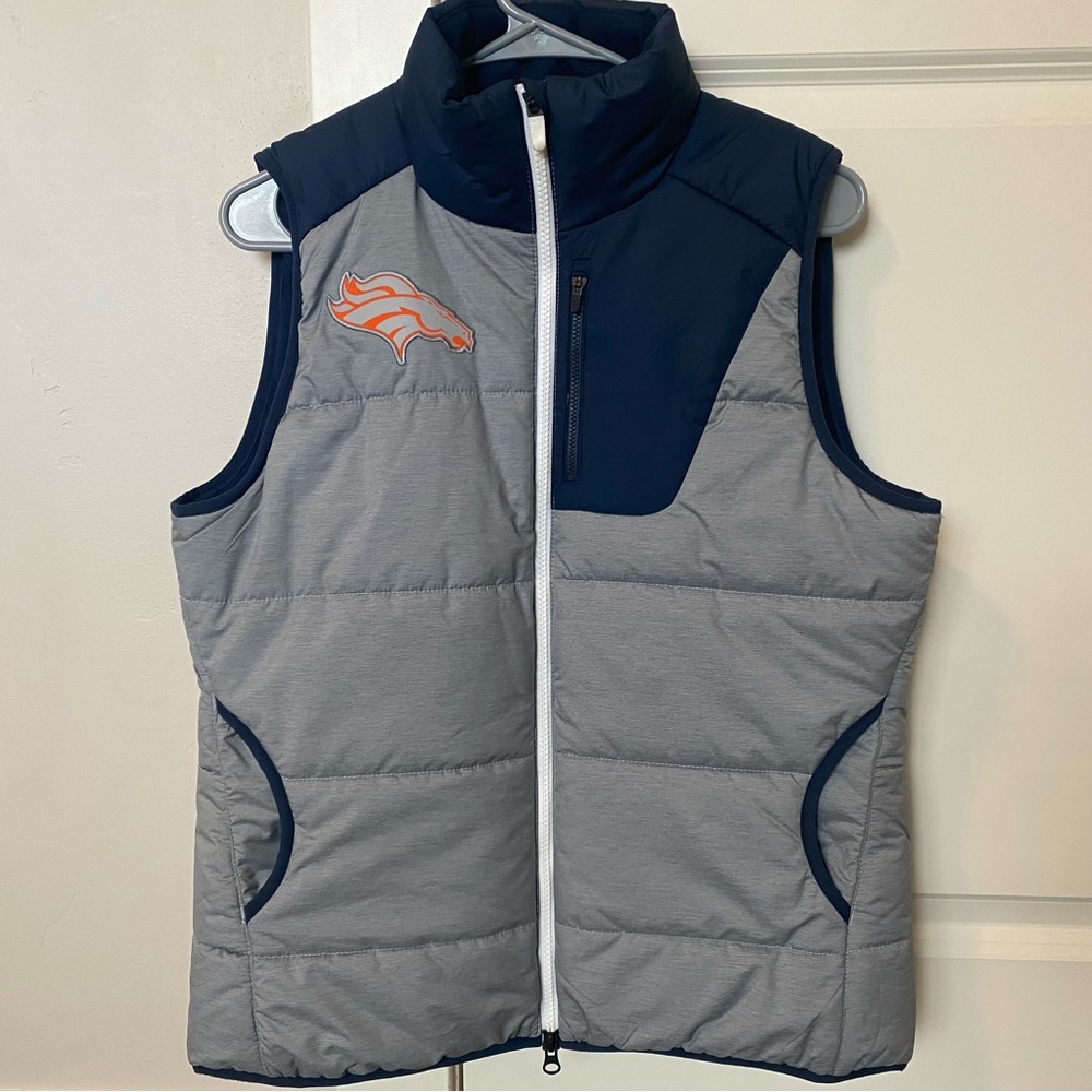 Nike NFL Team Apparel Denver Broncos Puffer Vest Womens M Fleece Lined